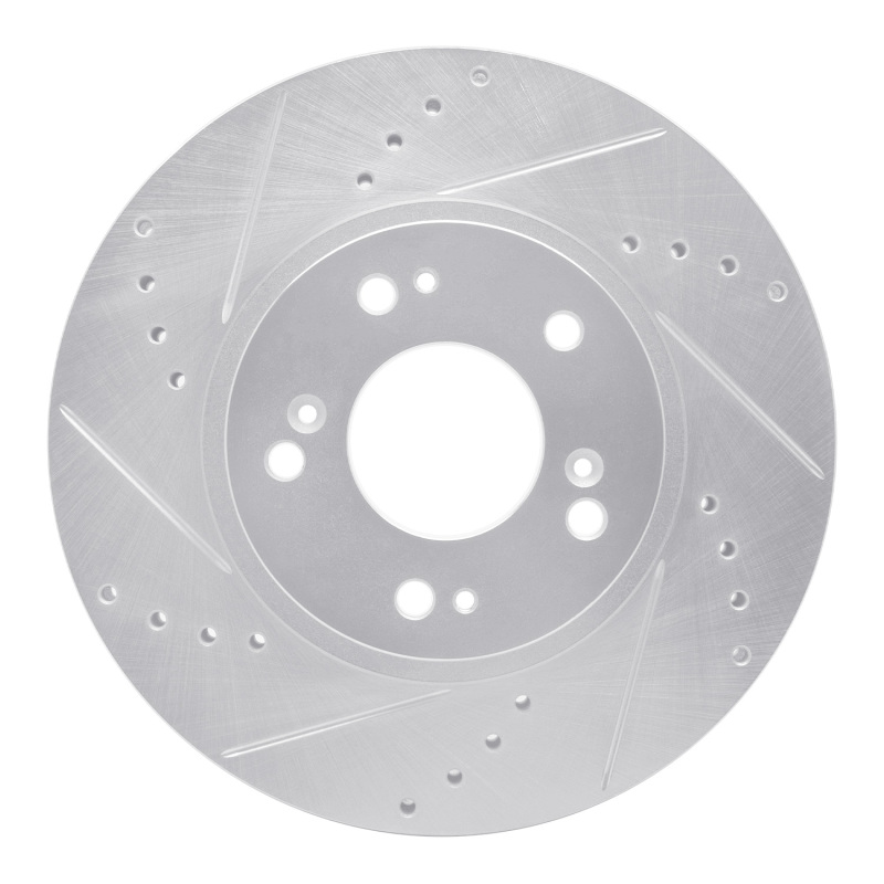 Mitsubishi Grandis Brake Rotor (1) - Front Left - R1 Concepts - Drilled & Slotted - Silver - `04-`11